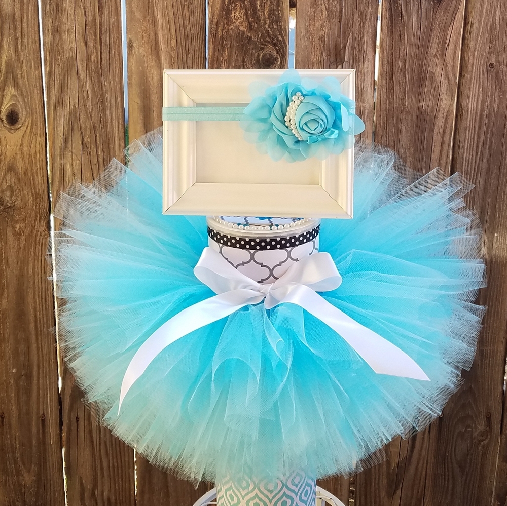 BLUE WHITE TUTU HEADBAND SIZE 0-3T